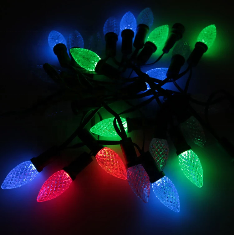 Christmas decorations lights smart pixel bulb 50ct C9 WS2811 12V outdoor led lights string lights