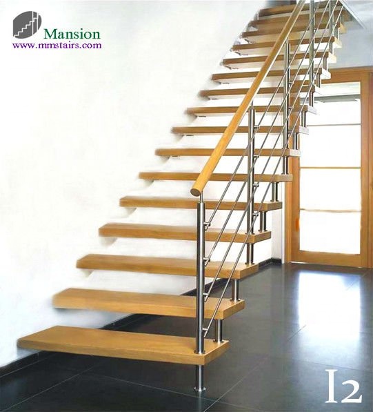 Invisible Stringer Steel Wood Floating Staircase