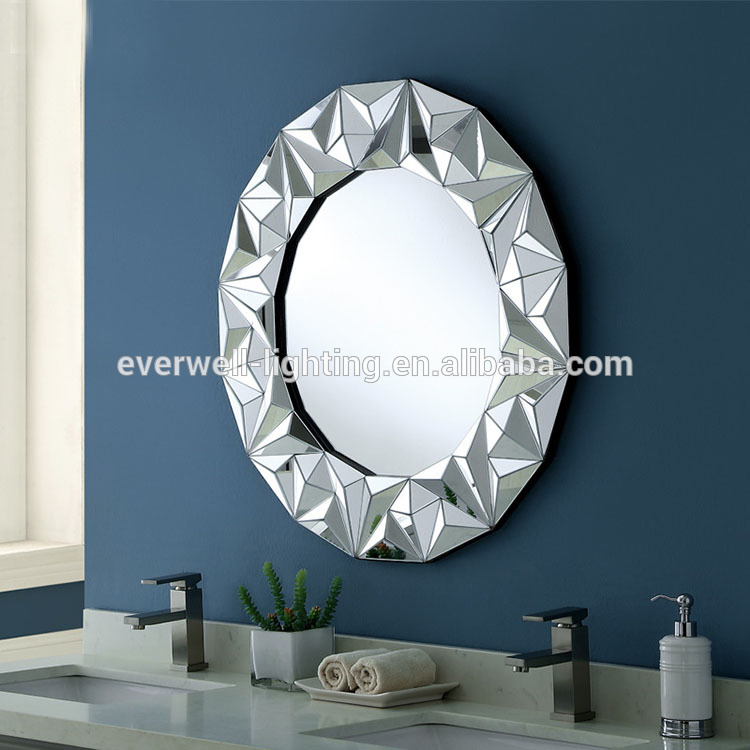 Waterproof decorative art wall round circle mirror customized factory direct sale wall mounted sliver color pu mirror