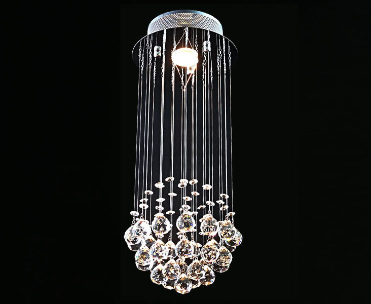 Modern style simple crystal chandelier villa living room chandelier LED revolving stair lamp hanging lamp