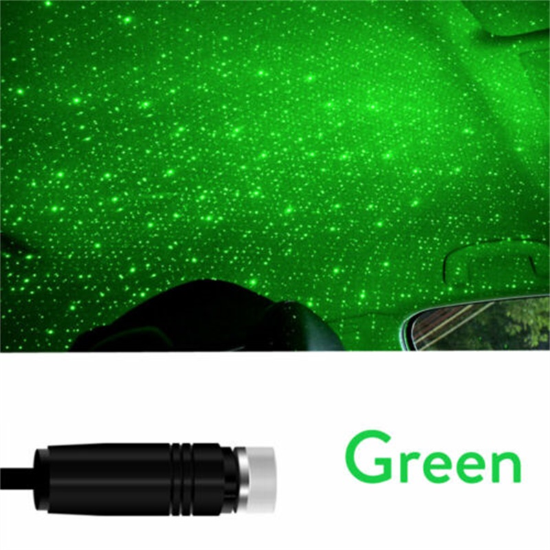 Universal USB LED Car Interior Light Roof Star Night Lights Projector Green Atmosphere Ambient Lamp