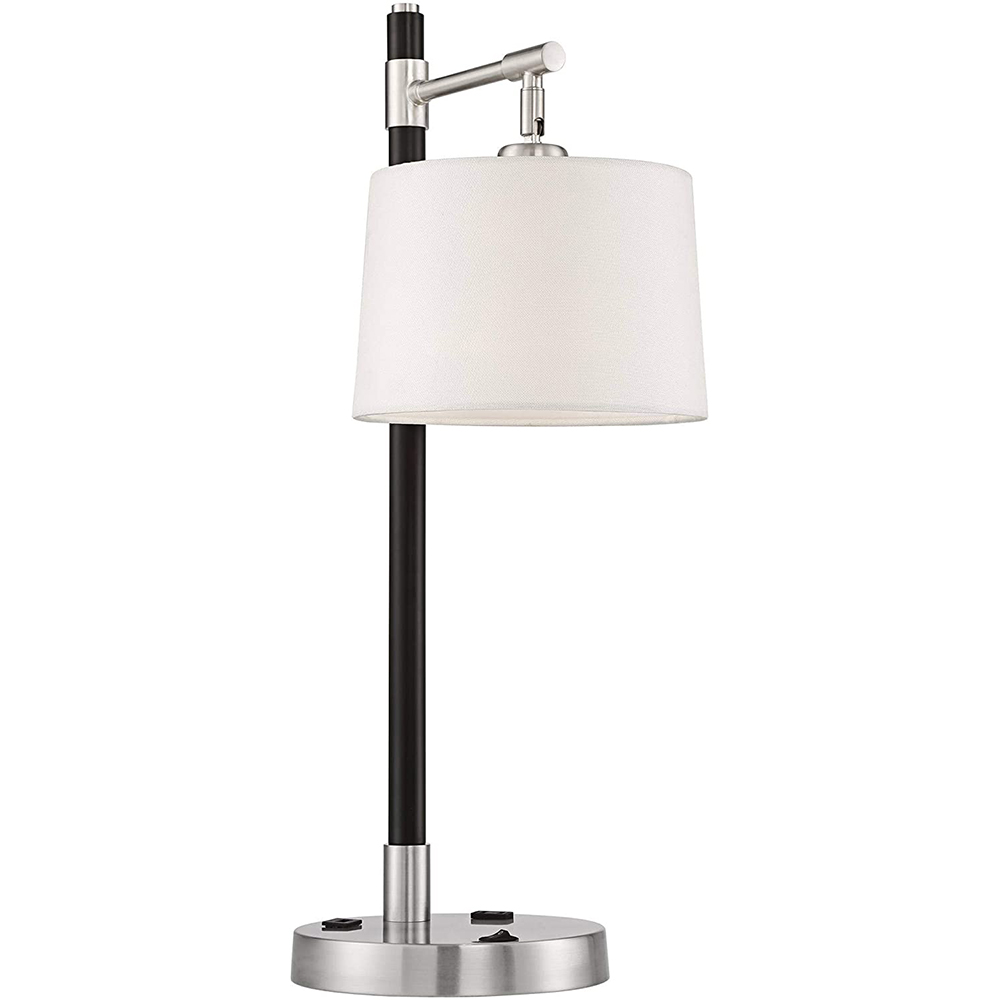 JLT-HT65 Modern Desk Table Lamp with USB and AC Power Outlet in Base for Living Room Bedroom Bedside