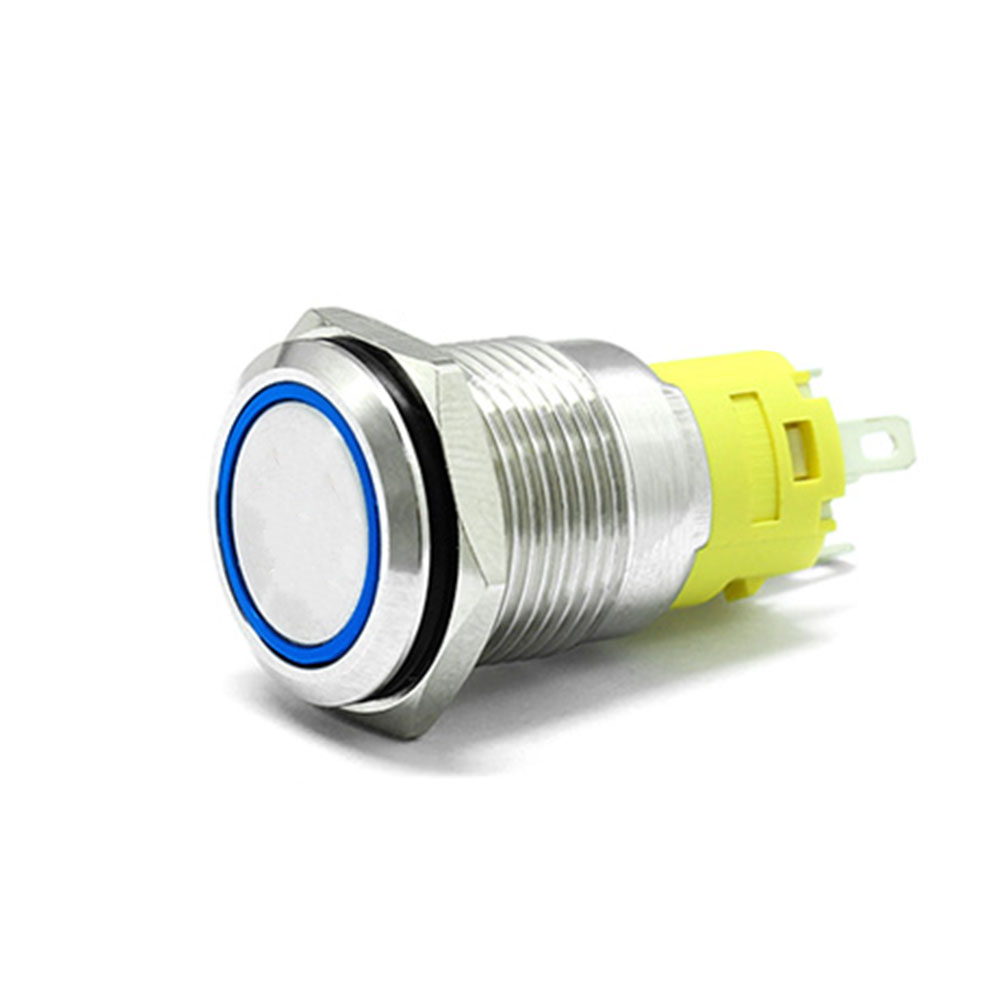 16mm Momentary Latching on off Stainless Steel anti vandal waterproof  Push Button Switch red green yellow Ring LED