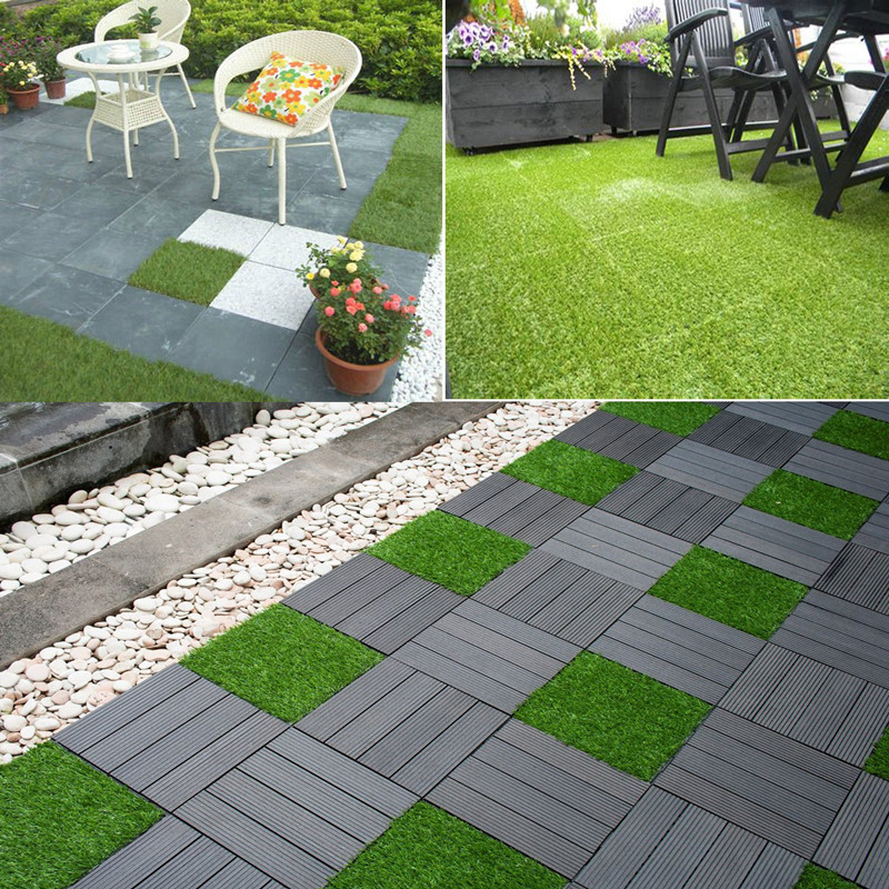 Easy installation Artificial DIY grass tiles for garden and balcony, WPC DIY tiles