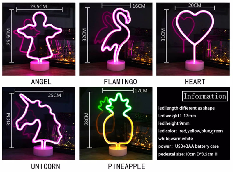 Pink Flamingo Neon Light Lamp Flamingo Neon Signs Night Lights LED Neon Decor Lamps Battery/USB Operated LED Lights