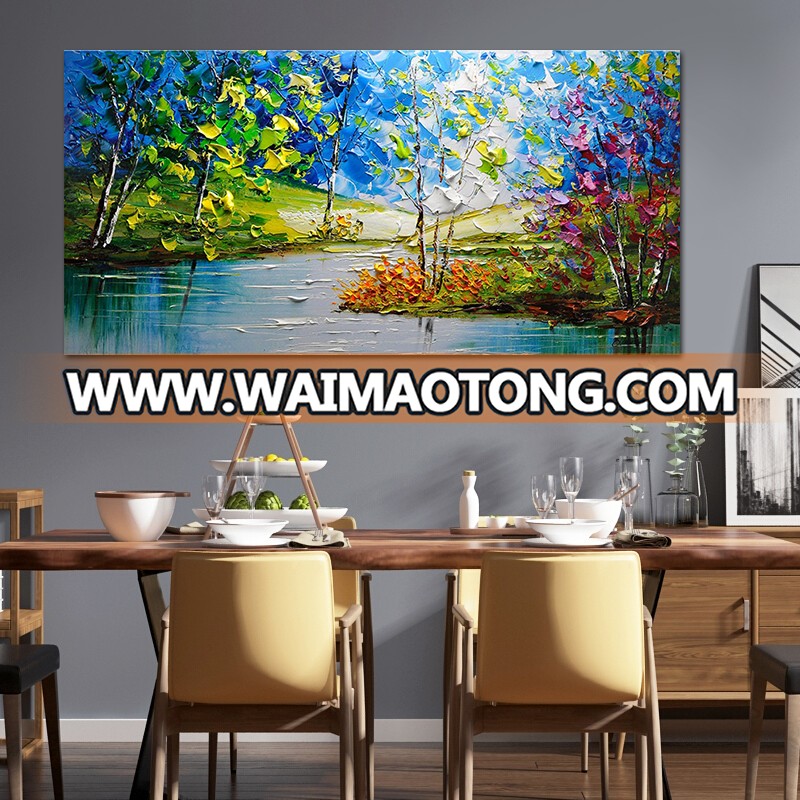 Wholesale High Quality Abstract Trees Oil Painting On Canvas Handmade Beautiful Colors Abstract Landscape Trees Oil Paintings