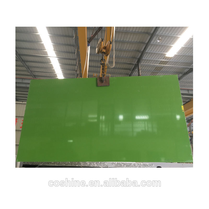 15mm Thin Pure Green Quartz Slab