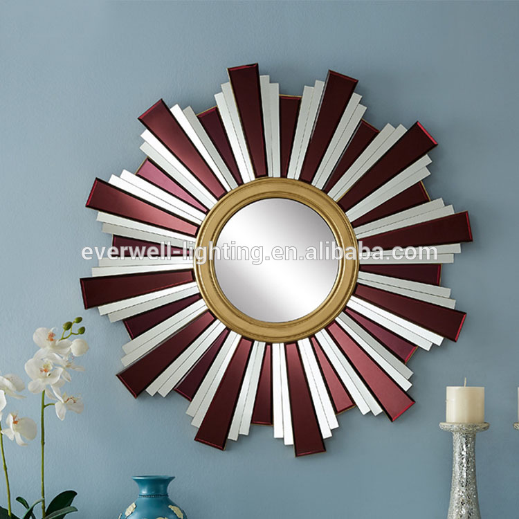 Modern Gold Iron Metal Frame Handmade Design Sunburst Decorative Wall Mirror for Living Room