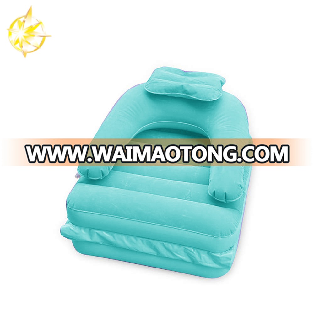 Inflatable Bed Four Seasons Universal Modern Minimalist Flocking Surface and PVC Combination Inflatable blue Sofa