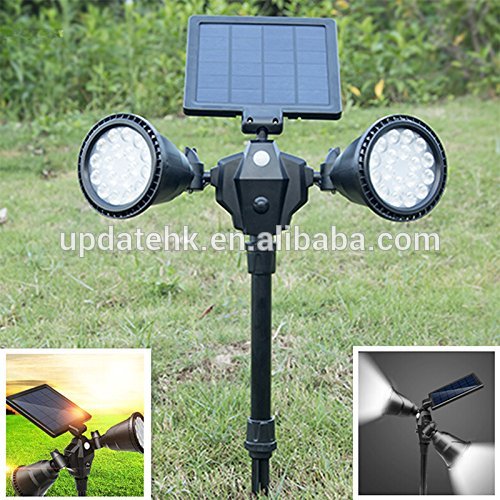 Outdoor Dual LED Solar Patio Light PIR Motion Detector Upgraded Sun Charging Spot light