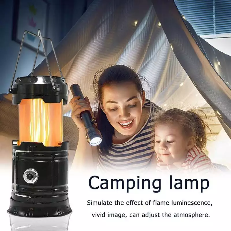 Portable Outdoor LED Flame Lantern 3-in-1 Camping Lantern for Hiking Collapsible AA Dry Battery LED camping light