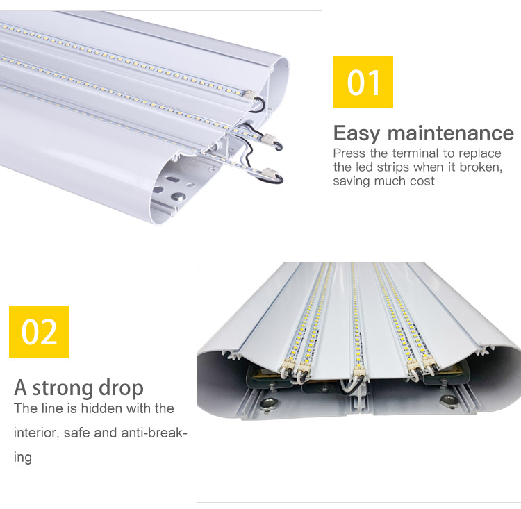 OGJG 1200mm commercial dali dimming wrap pendant lamp emergency battery office building led linear highbay light fixture