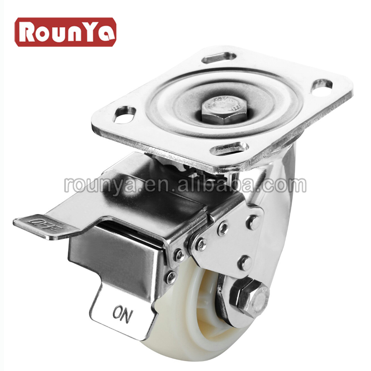 4inch to 8 inch Heavy duty duty stainless steel caster top plate swivel locking with white plastic wheel