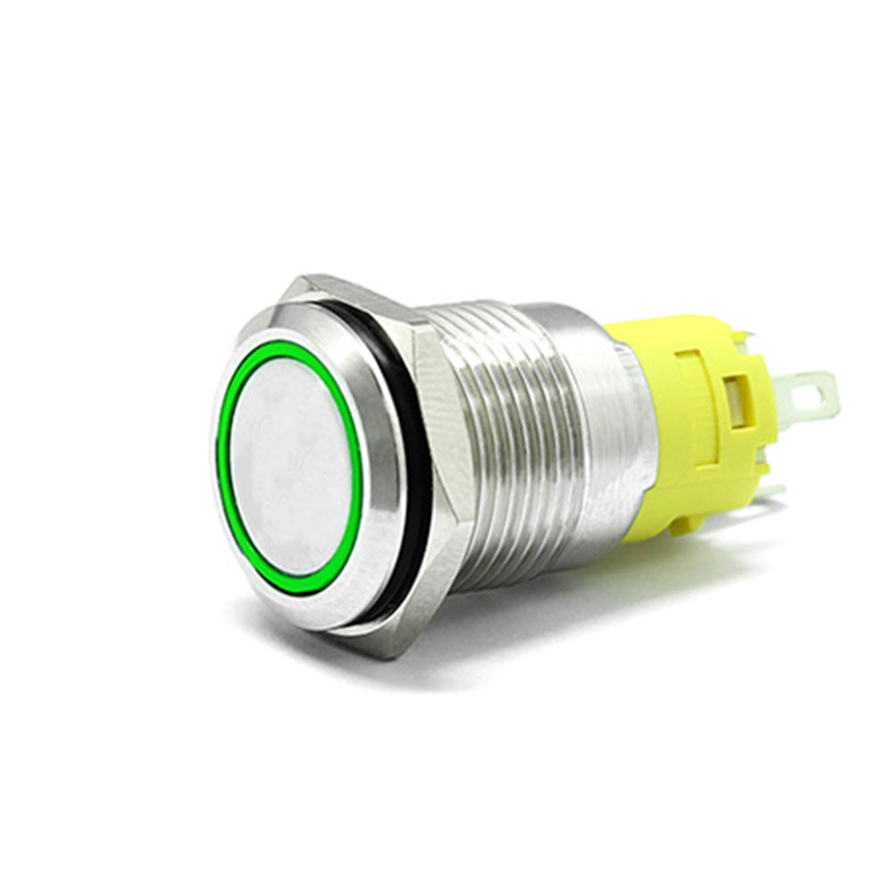 16mm Momentary Latching on off Stainless Steel anti vandal waterproof  Push Button Switch red green yellow Ring LED