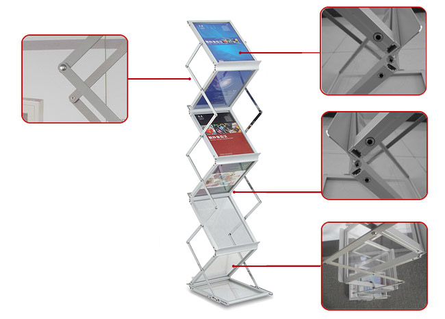 US Stock Foldable Literature Holder for Trade Show, Portable Literature Floor Stand, Adjustable, 2-Sided