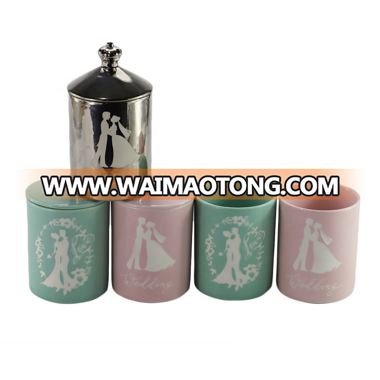 Aroma luxury candle jars ceramic jar with lid for customized fragrance soy candle