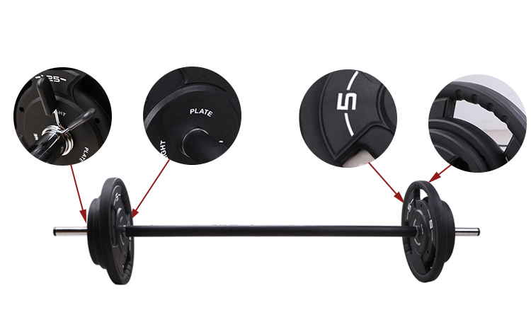 OKPRO Gym Equipment Weight Lifting Black TPU Barbell Weight Set/Barbell Set