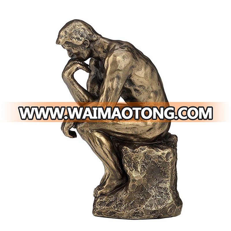 Bronze Resin Crafts Thinker Sculpture Male Nude Statue