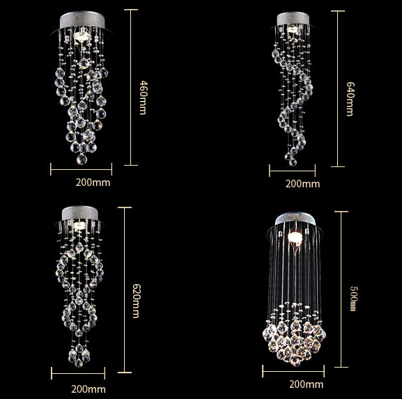 Modern style simple crystal chandelier villa living room chandelier LED revolving stair lamp hanging lamp