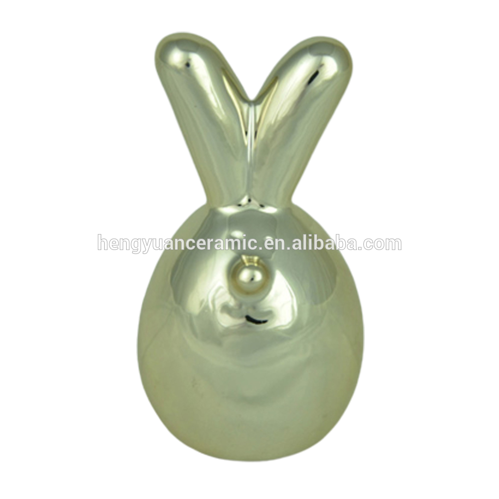 Electroplating Colorful Ceramic Rabbit Figurine