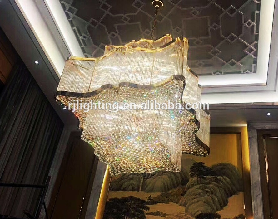 2019 new chandelier gold golden pendant lamp design hotel lobby ceiling light modern custom lighting