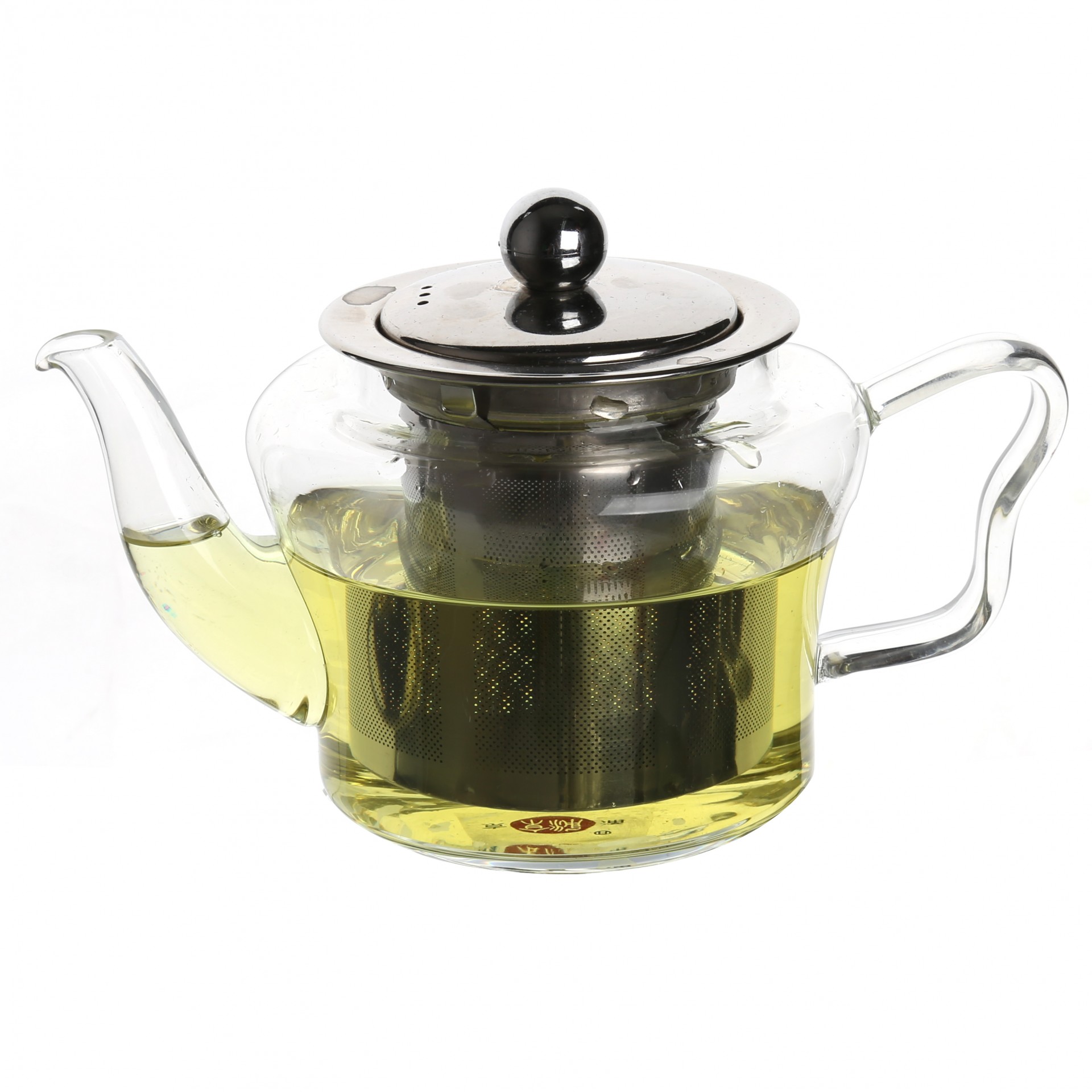 transparent heat resistant with stainless steel infuser glass teapot