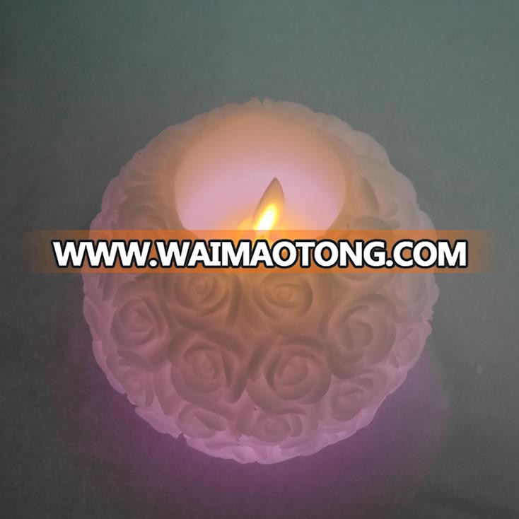 Wholesale Rose Texture Wax Ball led candles with moving flame