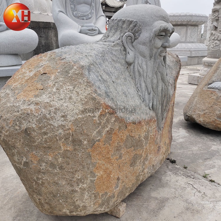 Hand Carved Natural Stone Lao Zi Sculpture For Sale