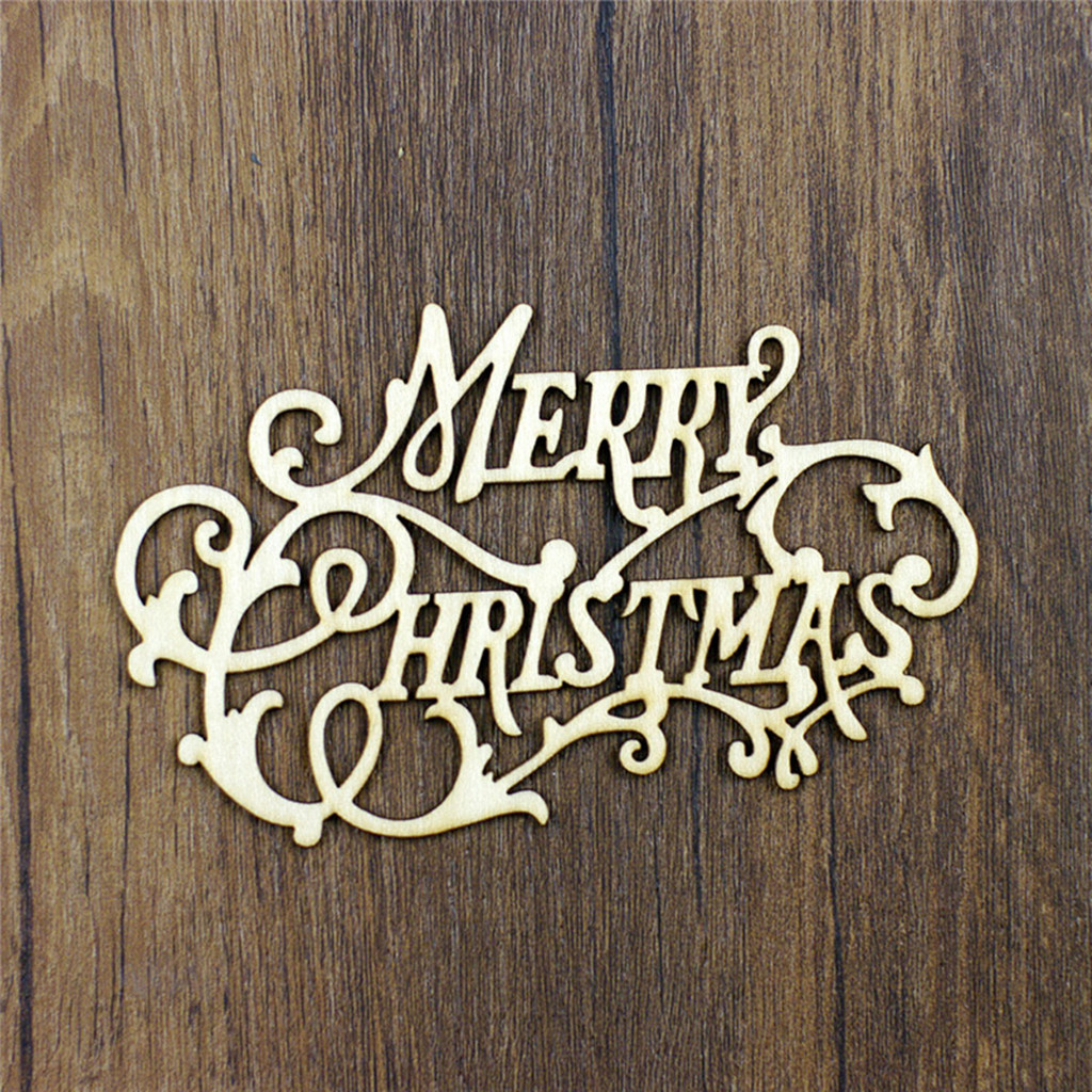 Merry Christmas Letters Wooden pieces tags christmas ornaments