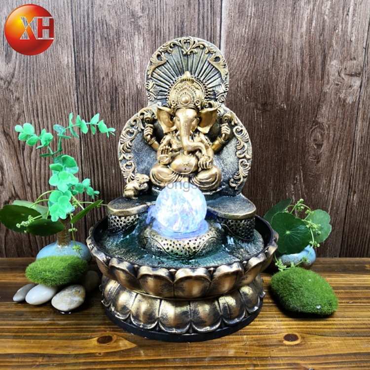 Factory Direct Sales New Design Southeast Asia Resin Crafts Gift Elephant Table Fountains For Indoor Decoration