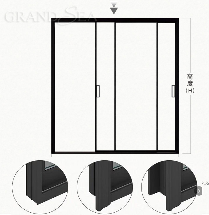 high quality slim frame aluminum sliding glass door Soundproof windproof narrow frame sliding doors