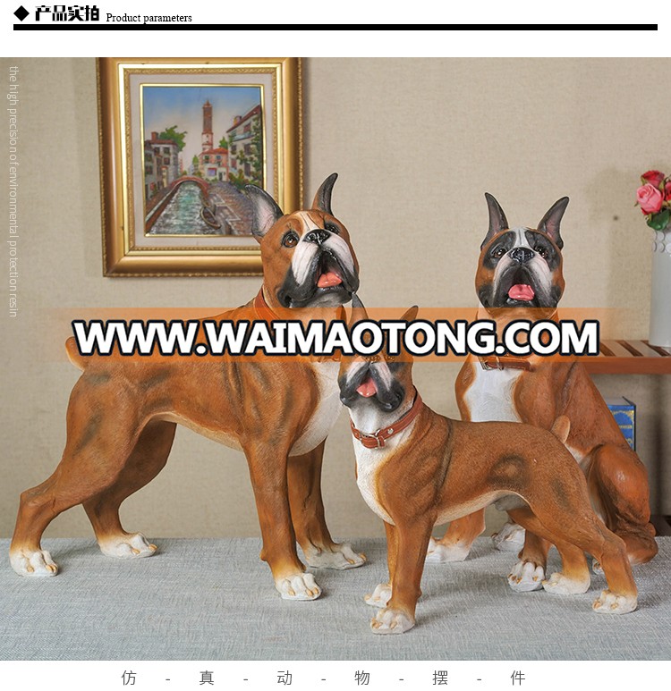 Factory direct sales animal resin clever boxer dog figurine for garden