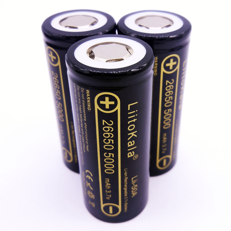 26650 lifepo4 battery 3.7v 5000mah bateria litio recargable for uv flashlight