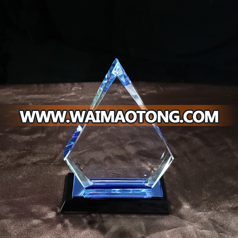 MH-LMY077   glazed  crystal trophy  with base