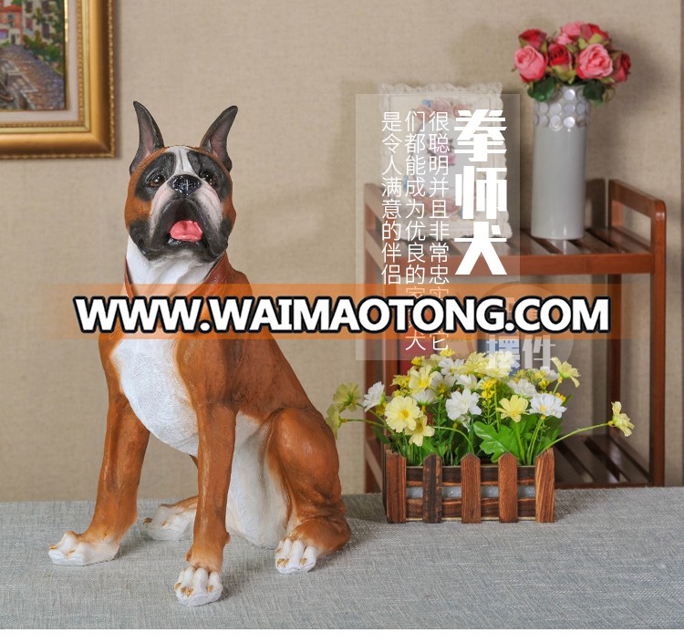 Factory direct sales animal resin clever boxer dog figurine for garden