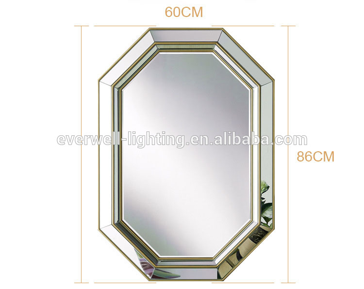 Anti fog polyurethane mothproof mirror for wall decoration factory sale golden framed wall mounted mirror