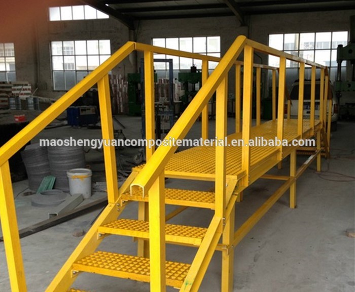 High strength anti Corrosion  frp fiberglass ladder with safety cage