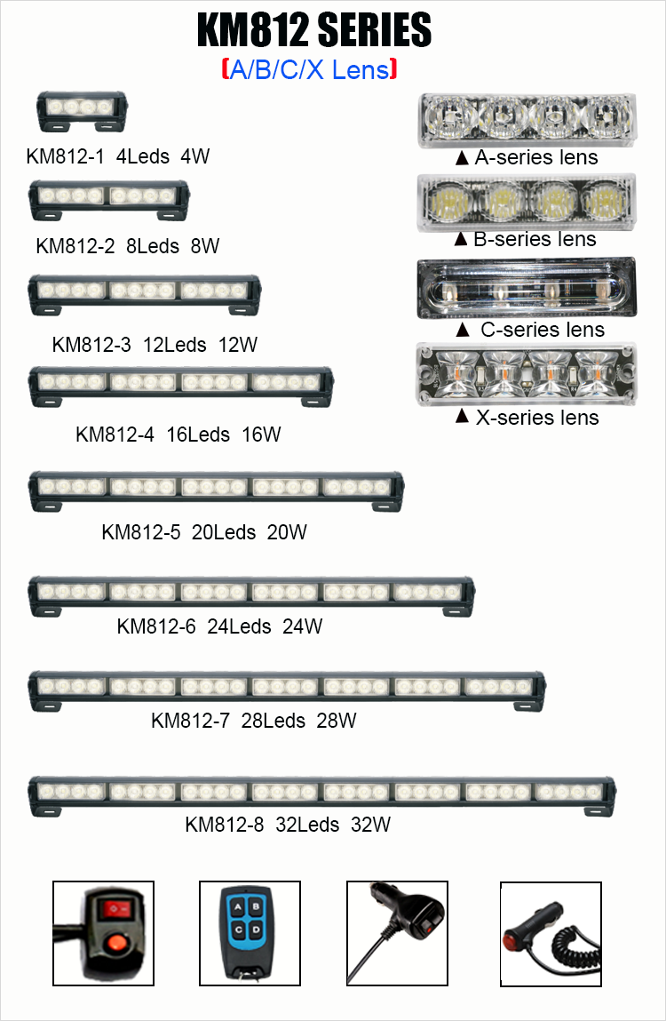 Color customized LED warning lightbar with controlloer display switch