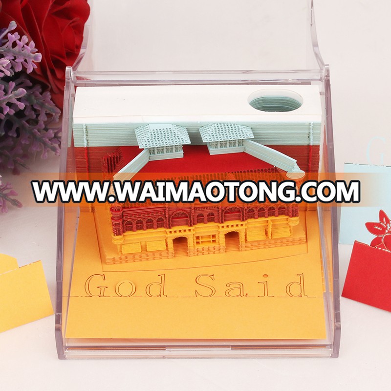 Creative gifts custom sticky note cube 3d memo sticky note pad with low price