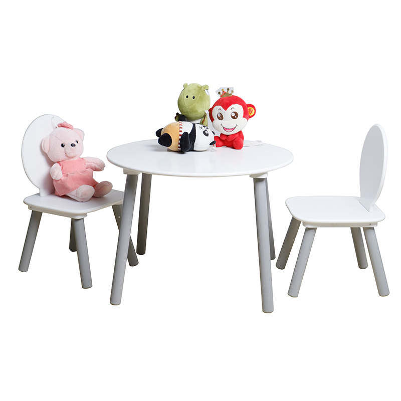 Kids furniture round wood children table and 2 chairs set