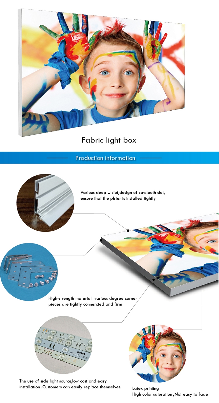 2020 Newest advertising display indoor ultra thin fabric frameless flex banner light box