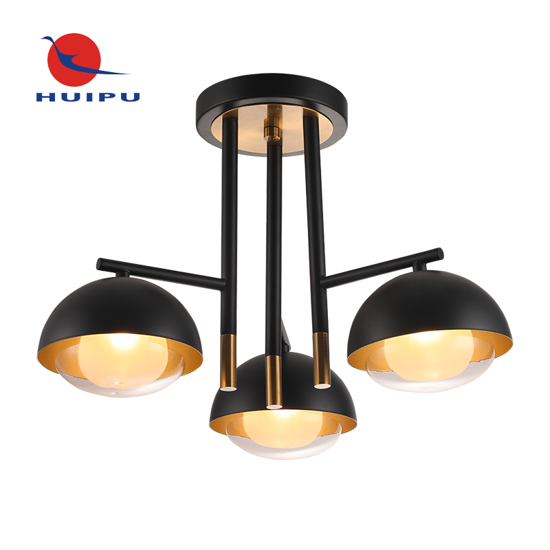 European Fancy Decorate 3 Lights Glass And Metal Lampshade Ceiling Light