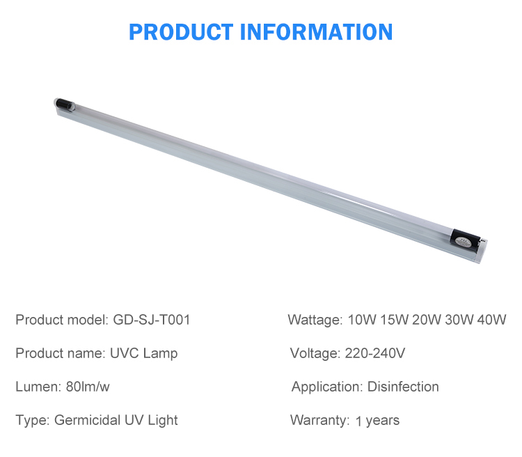 Office school restaurant uv disinfection 10 w uvc ozone germicidal lamp