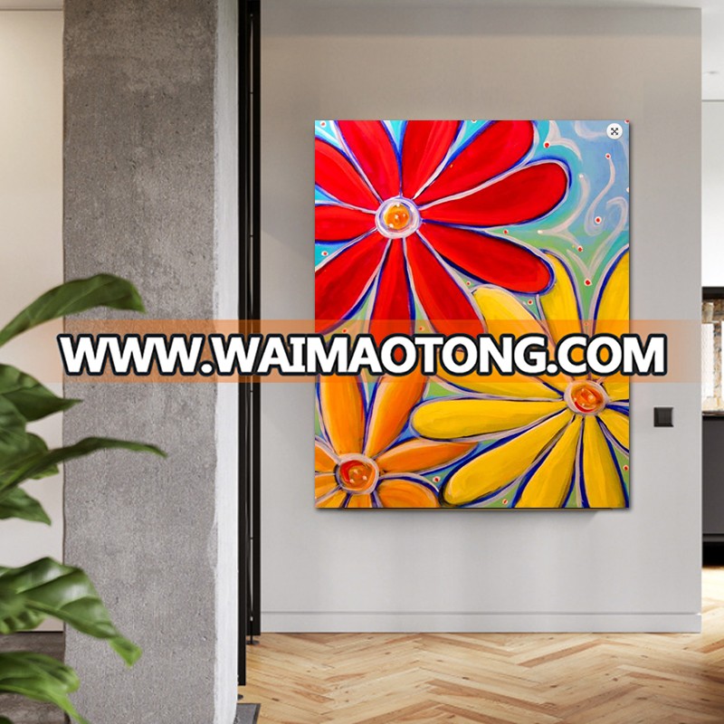 Modern Abstract Red Flower Posters and Prints Landscape Oil Painting on Canvas Cuadros Pictures on the Wall Art for Living Room