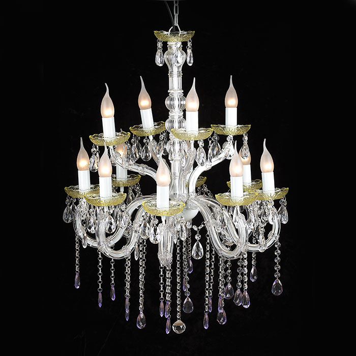 12 lights two layers acrylic decoration crystal chandelier NS-120026W