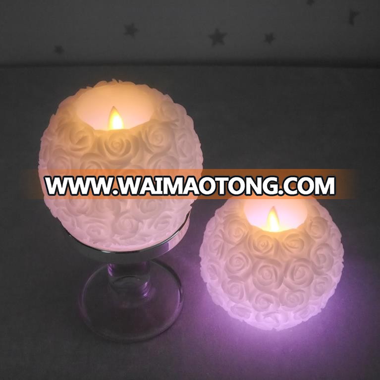 Wholesale Rose Texture Wax Ball led candles with moving flame