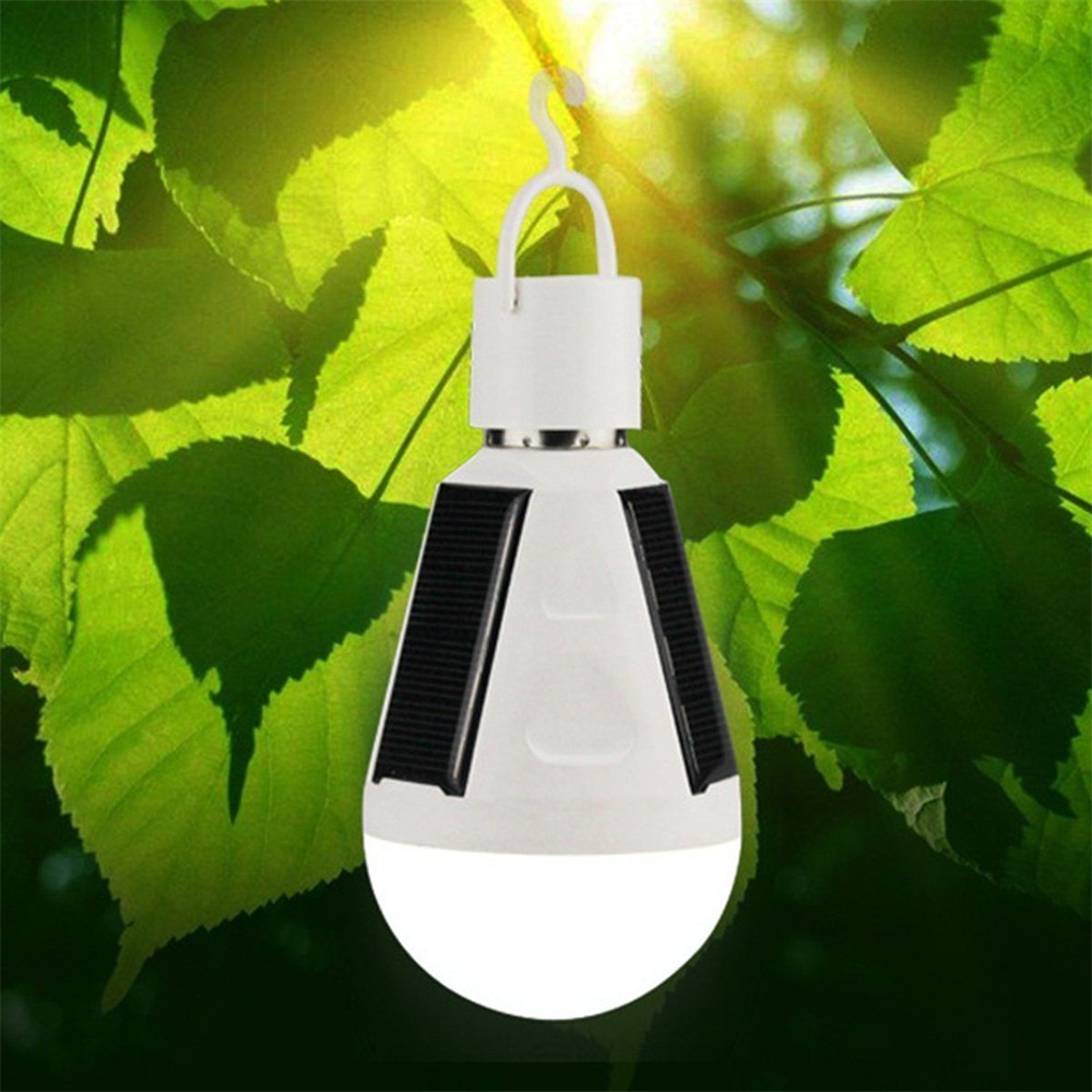 Waterproof LED Solar Light Bulb Outdoor 7W E27 Portable 4 Hiking Fishing Camping Emergency Light