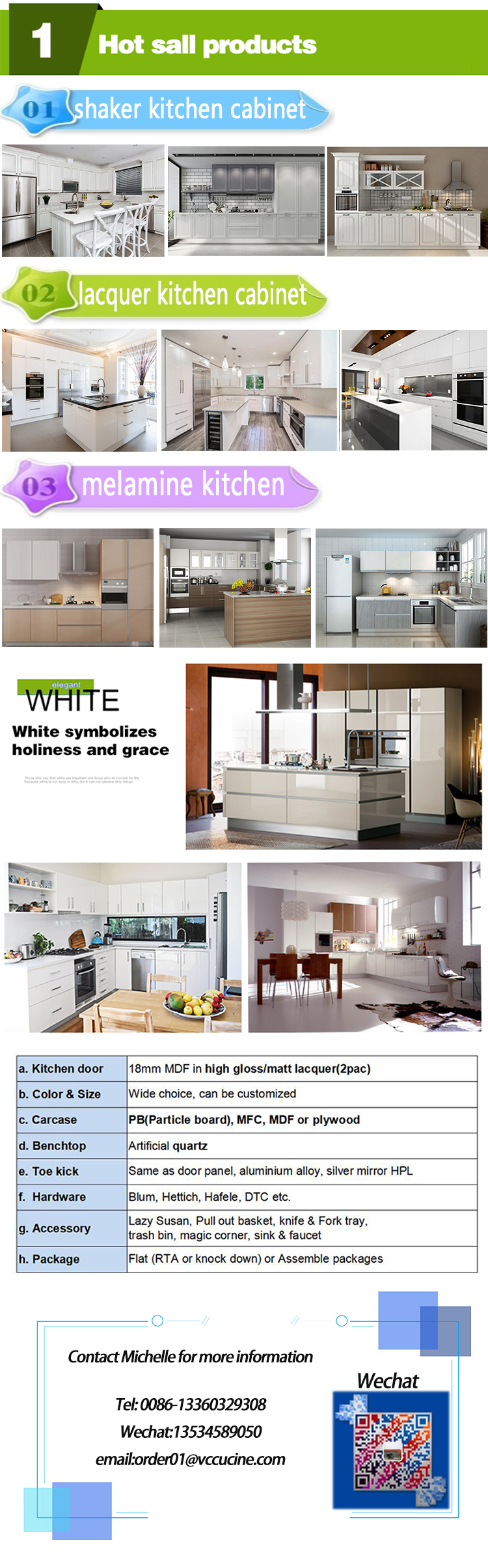 High quality modern style design white shaker home kitchen cabinet