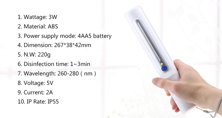 Portable UV LED Lamp Sterilizaer UVC Sterilizer Lamp For Household