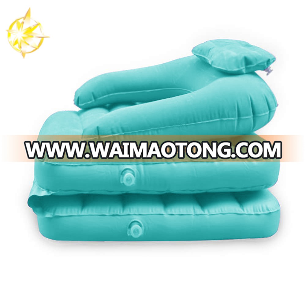 Inflatable Bed Four Seasons Universal Modern Minimalist Flocking Surface and PVC Combination Inflatable blue Sofa